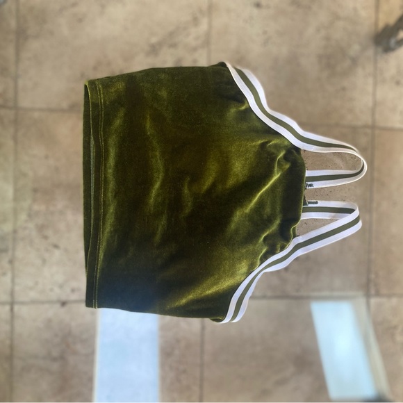 BuffBunny  Disco short olive green velvet top - Picture 3 of 8